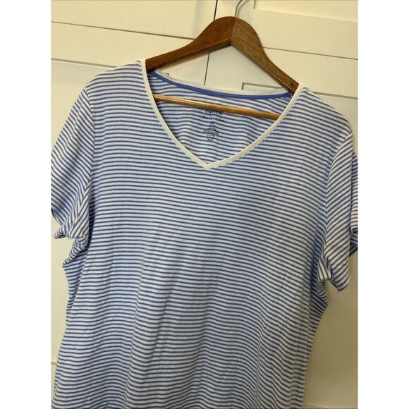 Croft & Barrow Women's V- Neck Tee Shirt Top Sz XXL - Blue Thin Stripe - Picture 5 of 12